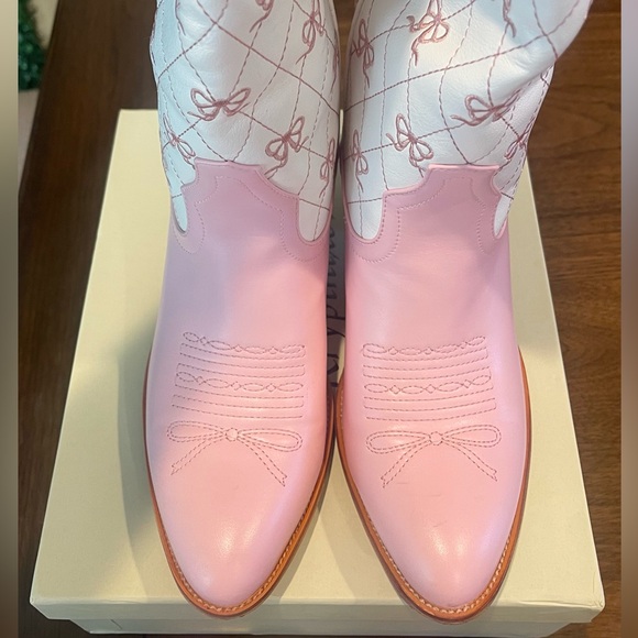 Pasuot Wide-Calf Cowboy Pink Western Boots - Picture 3 of 6
